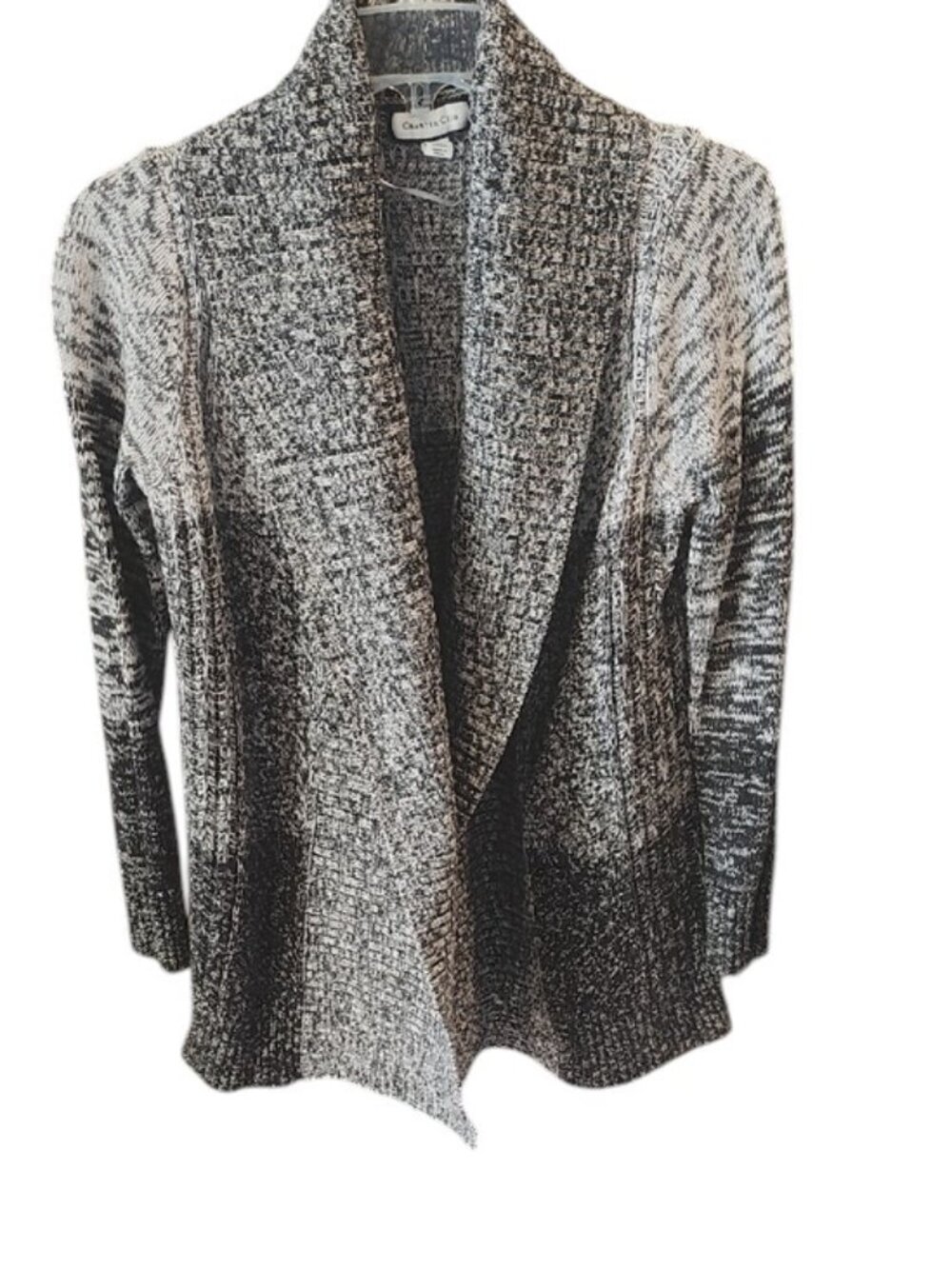 Charter Club Black and White Marled Open-Front Cardigan | 16 PTP